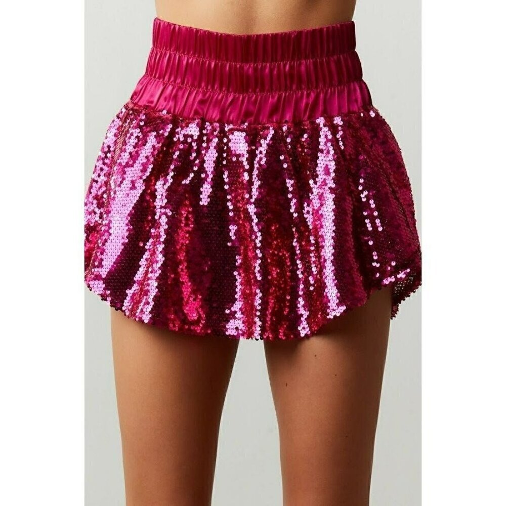 Hit The Lights Sequin Skort in Fuchsia - Picture 3 of 10